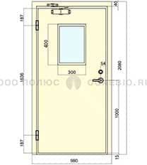 Схема двери ДПМО-01 EI 60 1000х2100
