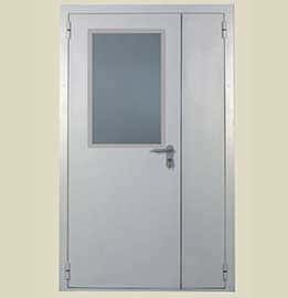 Двустворчатая дверь с остеклением менее 25%